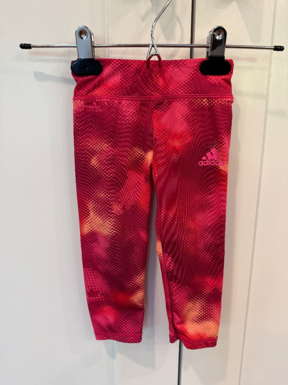 Adidas baby/toddler girl leggings in vibrant magenta pink and orange